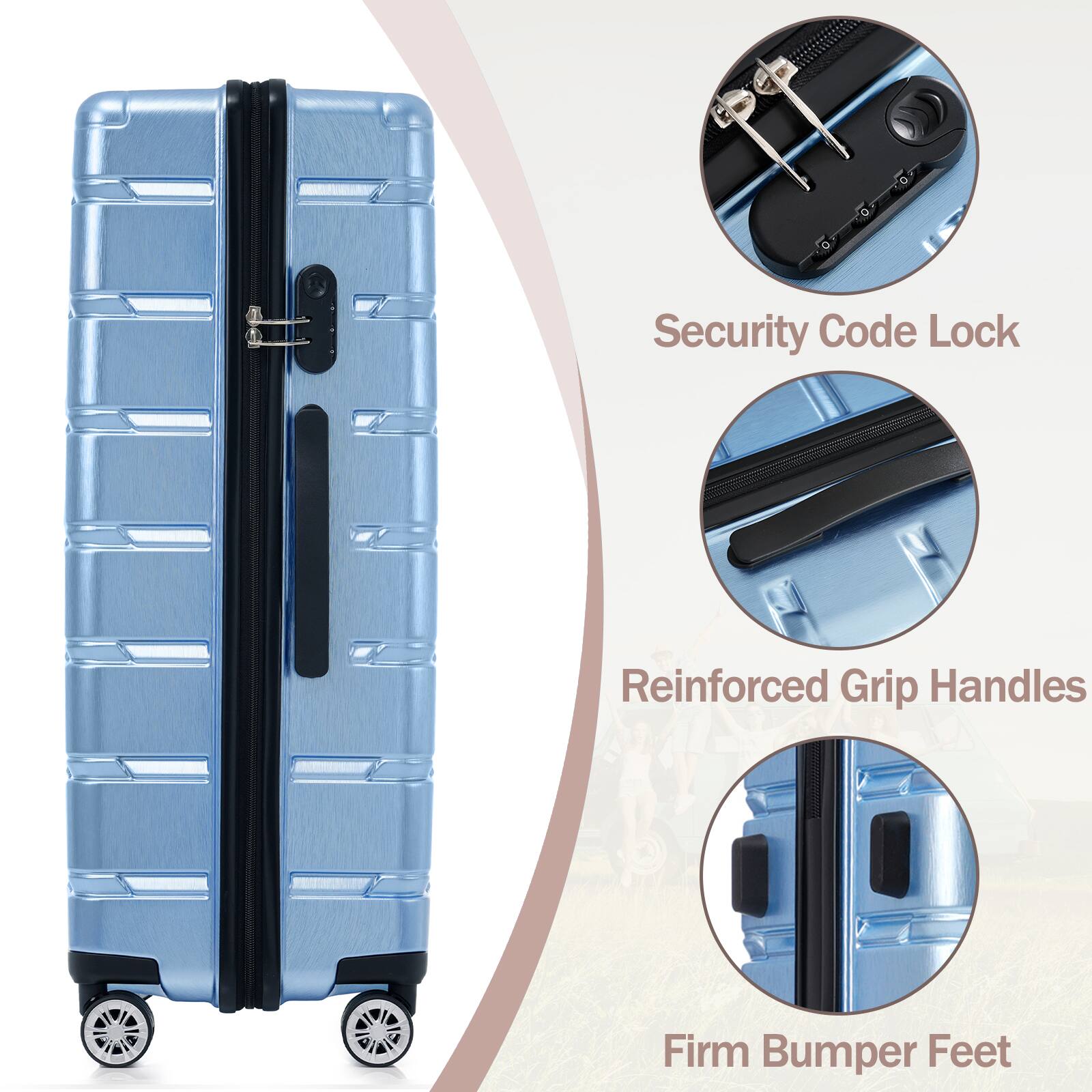 Security Code Lock  
Reinforced Grip Handles  
Firm Bumper Feet