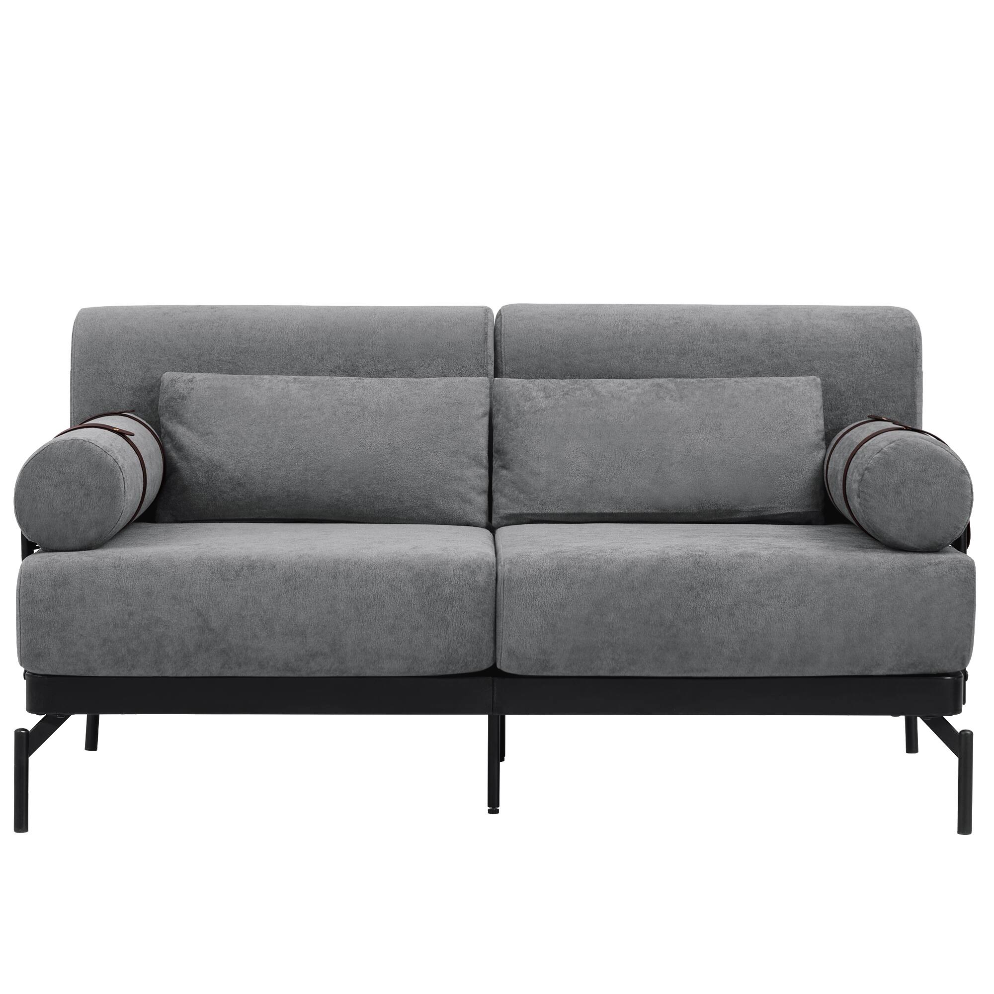 Alt View 6. GOODSILO - Modern Loveseat Sofa 59"" Couch 2-Seater with USB Ports & Unique Armrests - Grey.