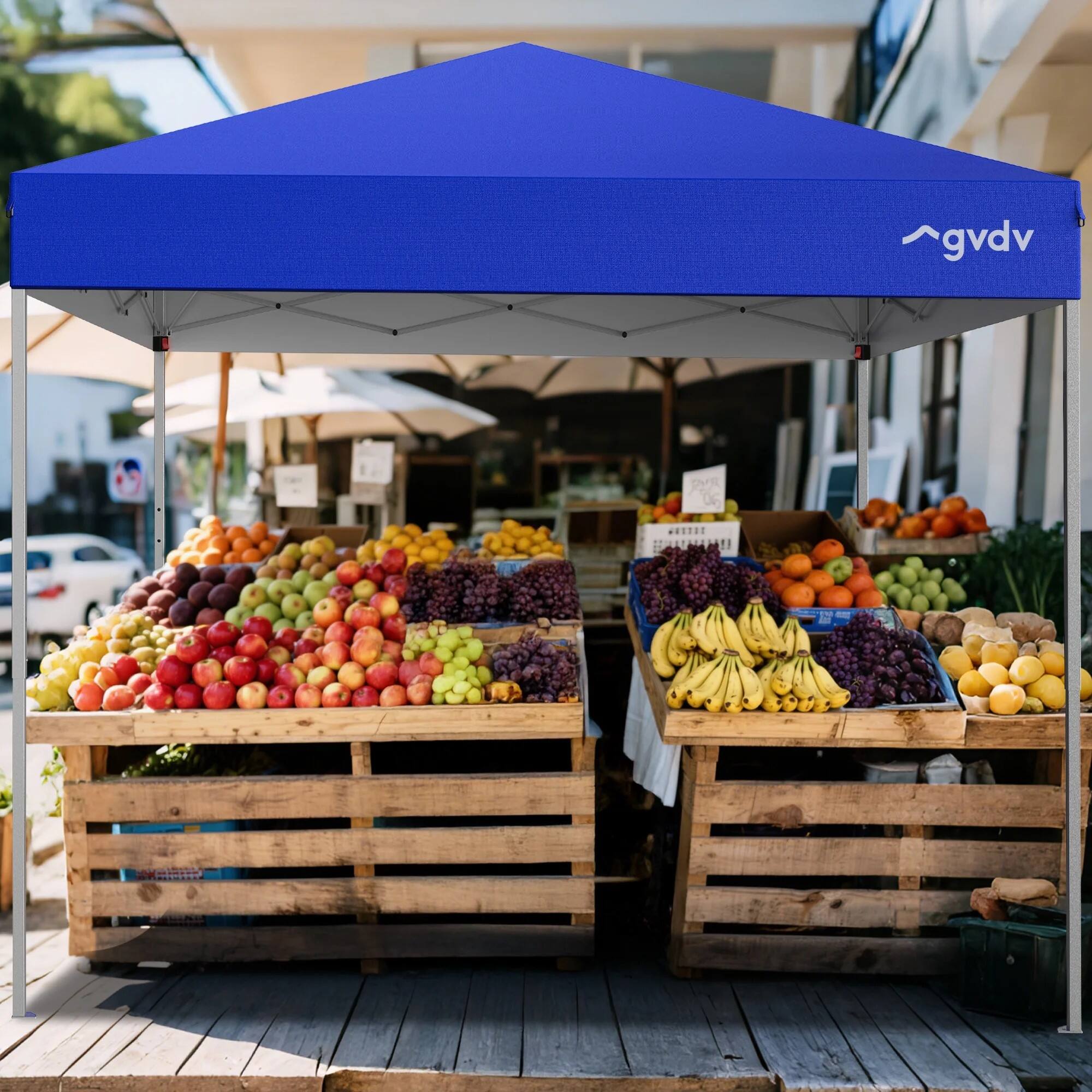 Alt View 5. GVDV - Canopy Tent, 10x10 ft Easy Pop up Outdoor Canopy Tent, Portable Straight Leg Gazebo Instant Canopy - Blue.