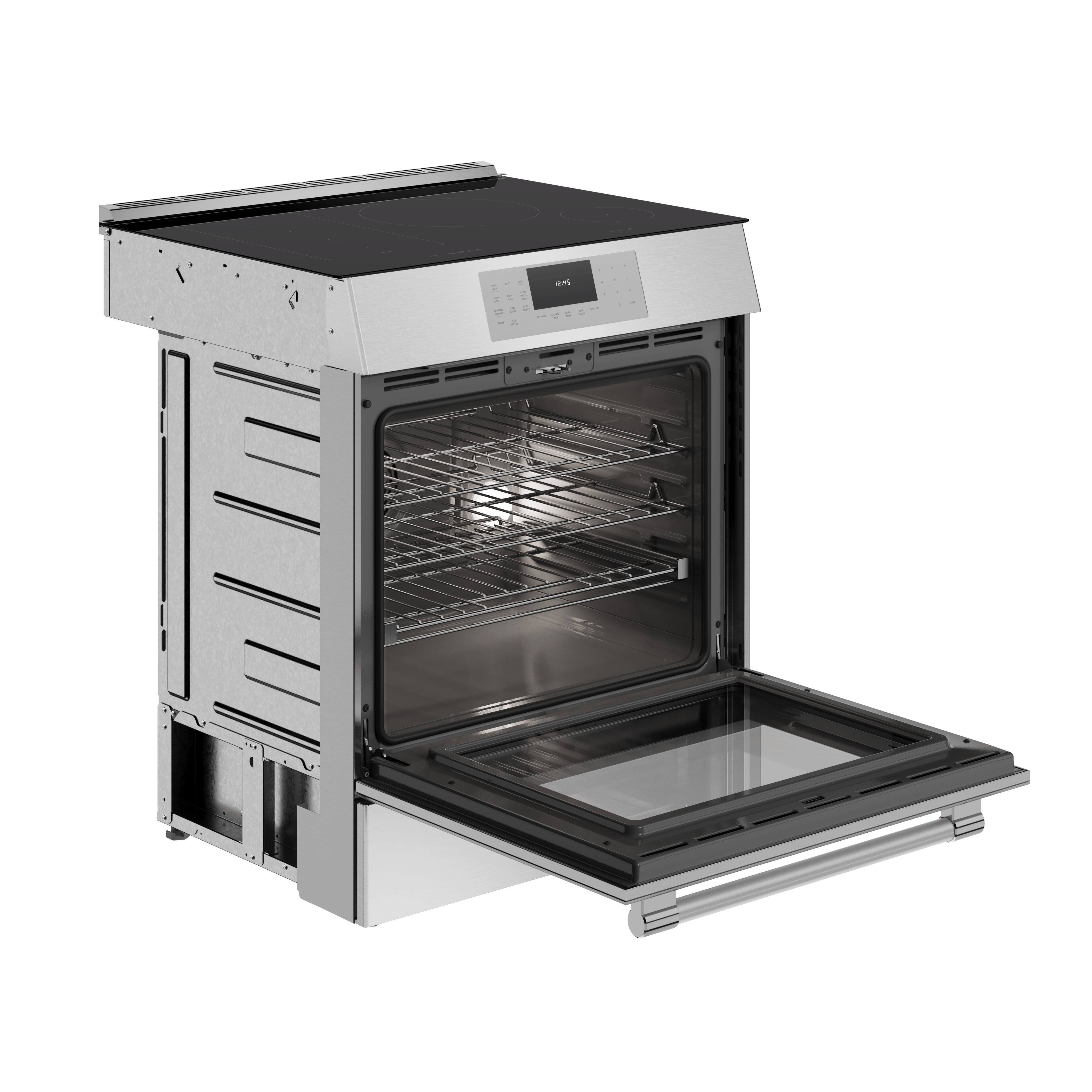 Angle. Thermador - Thermador 30-Inch Masterpiece Induction Slide-In Range - Stainless Steel.
