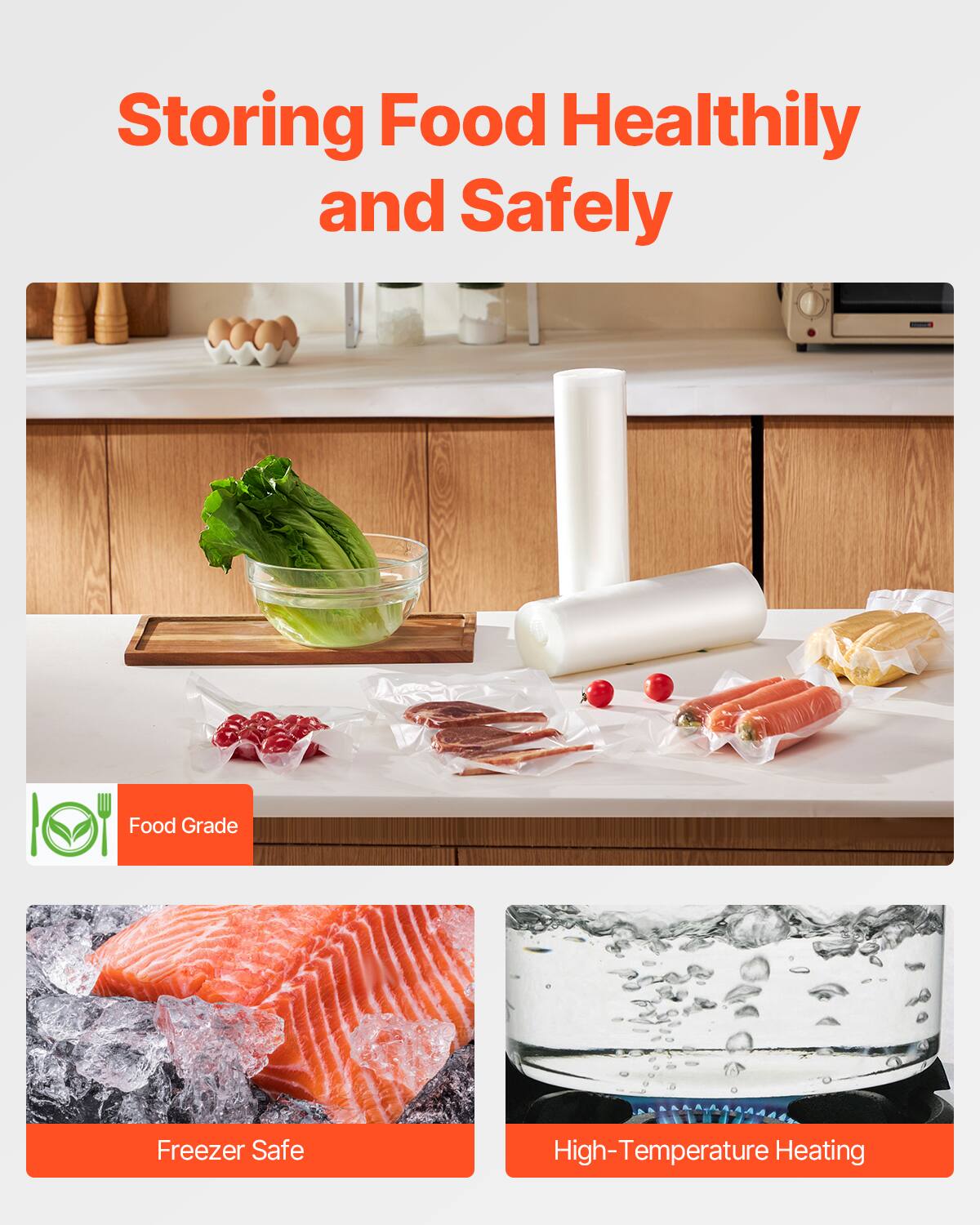 Storing Food Healthily and Safely

Food Grade

Freezer Safe

High-Temperature Heating