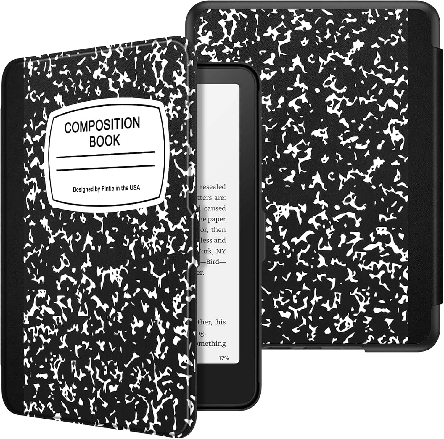 Fintie - Slim Case for 7" Kindle Paperwhite 12th Gen 2024 & Kindle Colorsoft Lightweight PU Leather Hard Back Shell - Composition Book