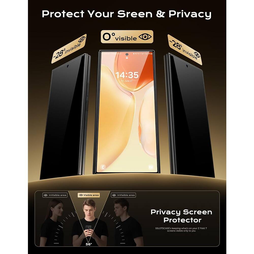 Protect Your Screen & Privacy

-28° invisible

0° visible

-28° invisible

14:35
Fri, June 27

Invisible area
Visible area
Invisible area

Privacy Screen Protector

SLOTSCASE's keeping what's on your Z Fold 7 screens visible only to you