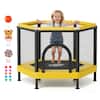 Front. VEVOR - Trampoline for Kids, Toddler Mini Trampoline, 132 lbs Capacity Indoor Outdoor Play Toys with Enclosure Net - Yellow.