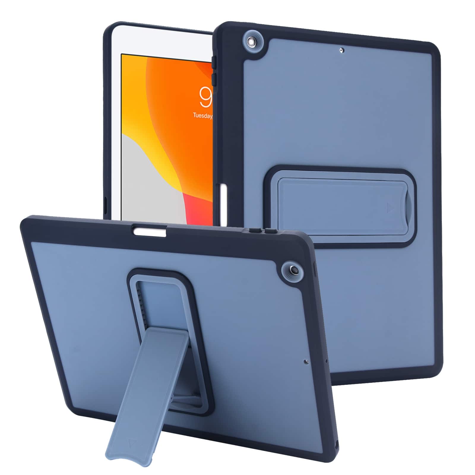UUCOVER - Shockproof TPU Case for iPad 9th 8th 7th Generation 10.2-inch (2021/2020/2019) Built-in Pen Holder Kickstand Back Cover - Darkblue