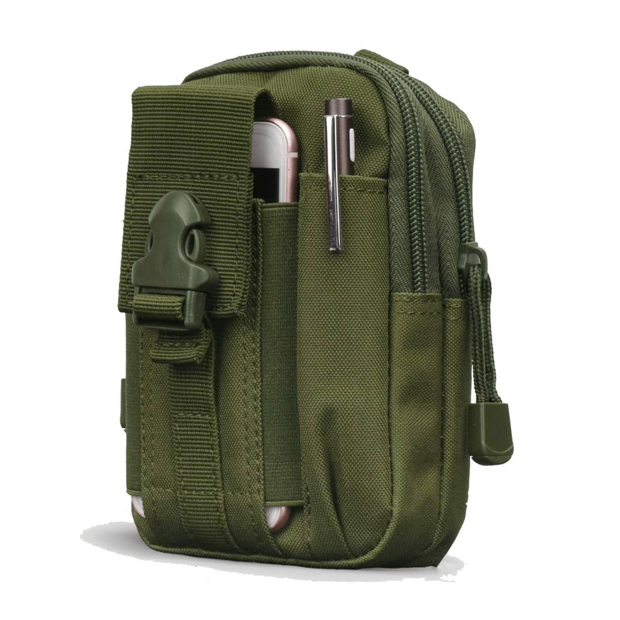Front. JupiterGear - Tactical MOLLE Military Pouch Waist Bag for Hiking, Running and Outdoor Activities - Army Green.
