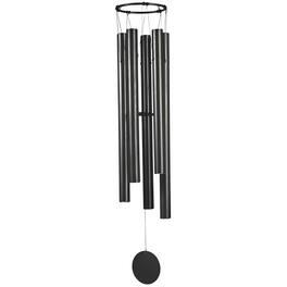 FC Design - 50" Long Black Metal Traditional Wind Chime with Black Tubes Outdoor Patio or Garden Hanging Decoration