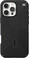 Front. Speck - Presidio2 Grip ClickLock Case with MagSafe for Apple iPhone 16 Pro Max - Black.