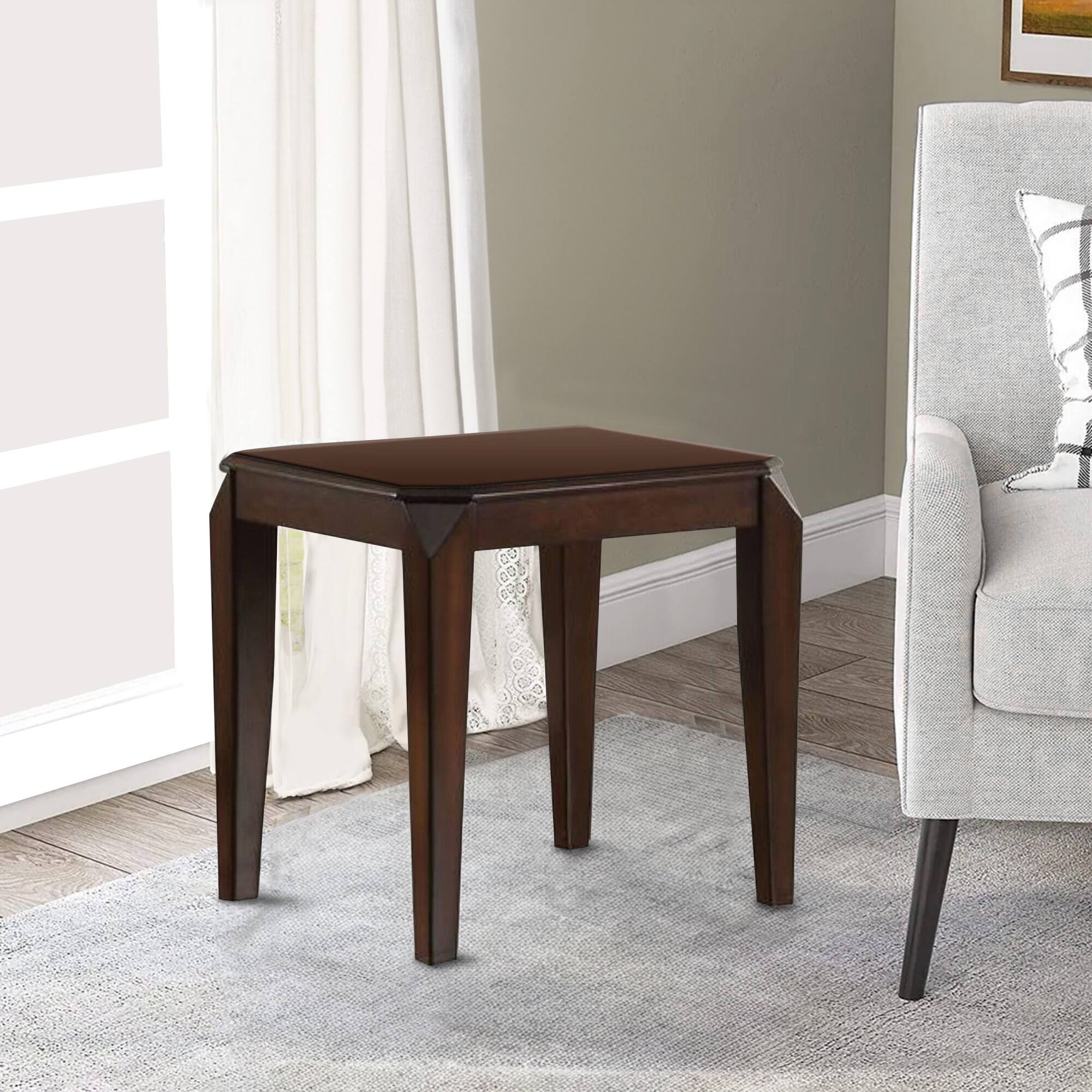 Alt View 5. Manhattan Lane - Wooden End table with Beveled Tapered Legs - Brown.