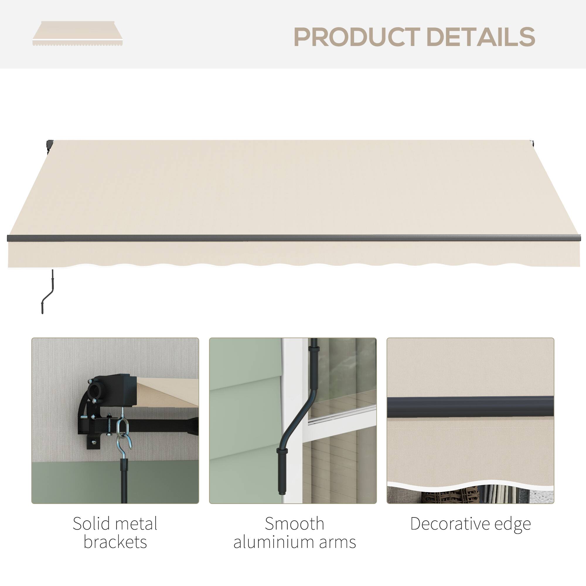 PRODUCT DETAILS

- Solid metal brackets
- Smooth aluminium arms
- Decorative edge