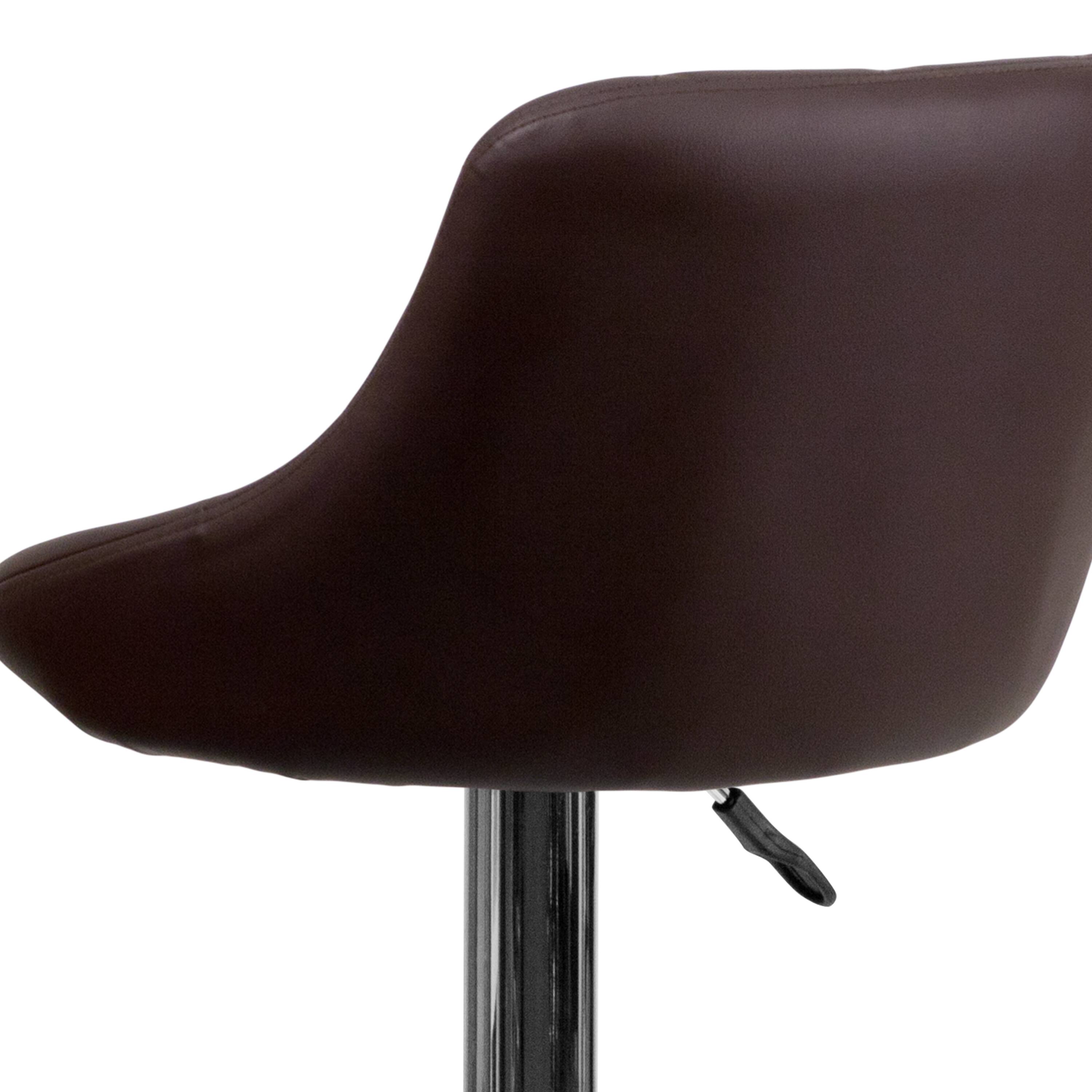 Alt View 9. Emma + Oliver - Bucket Seat Adjustable Height Barstool with Diamond Pattern Back - Brown.