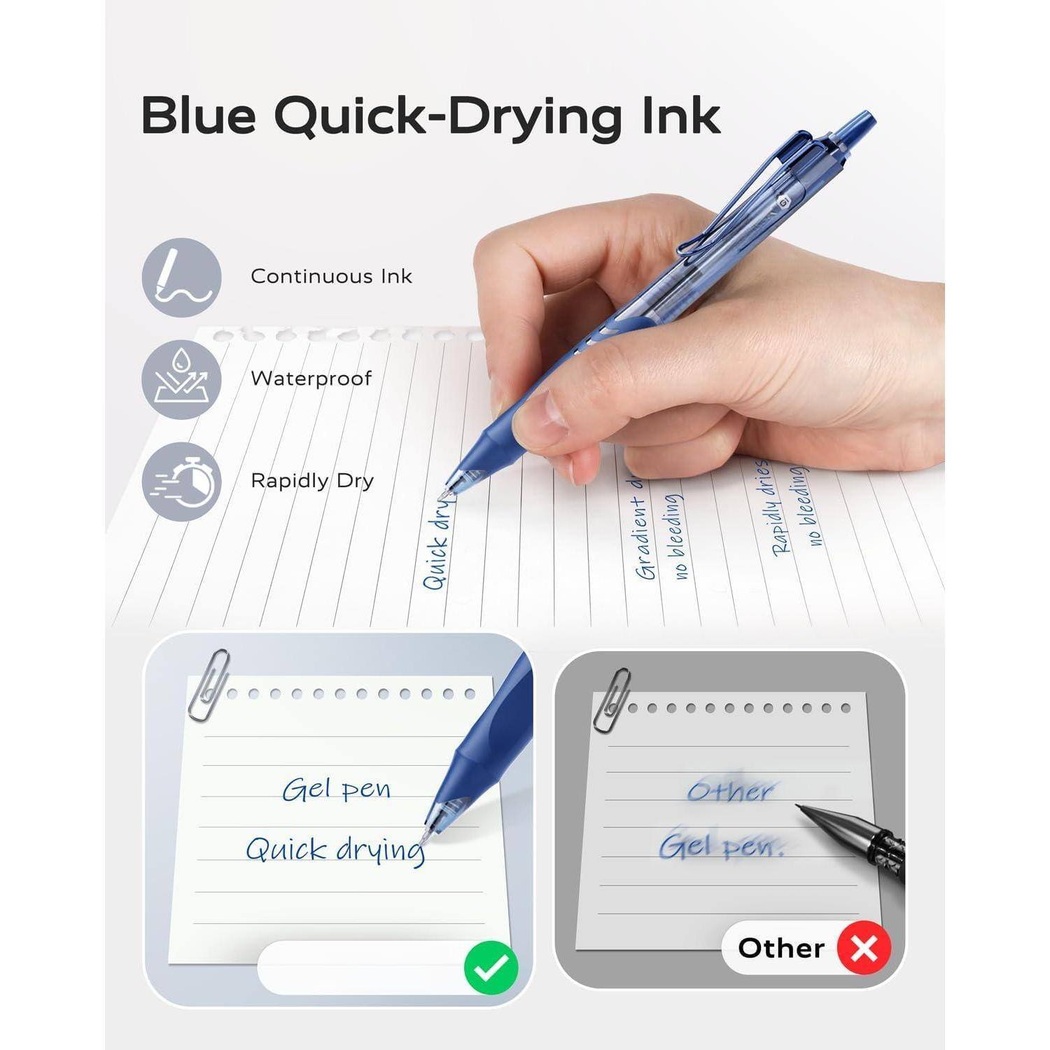 Paradigms Interiors Gel Pens Quick Dry Ink Pen Fine Point Retractable ...