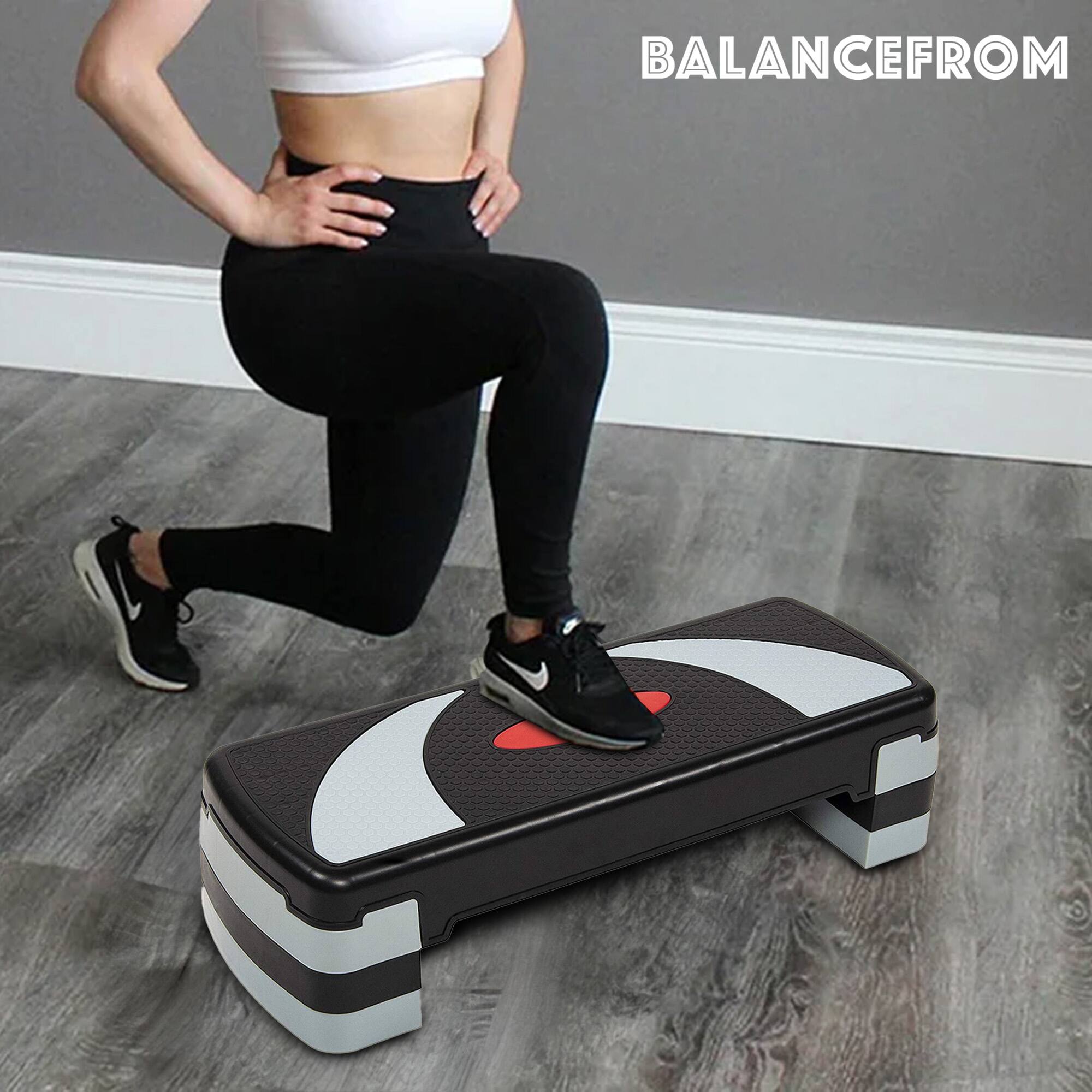 Alt View 3. BalanceFrom Fitness - BalanceFrom Fitness Adjustable Workout Aerobic Step Platform Trainer, Gray/Black - Black/Gray.