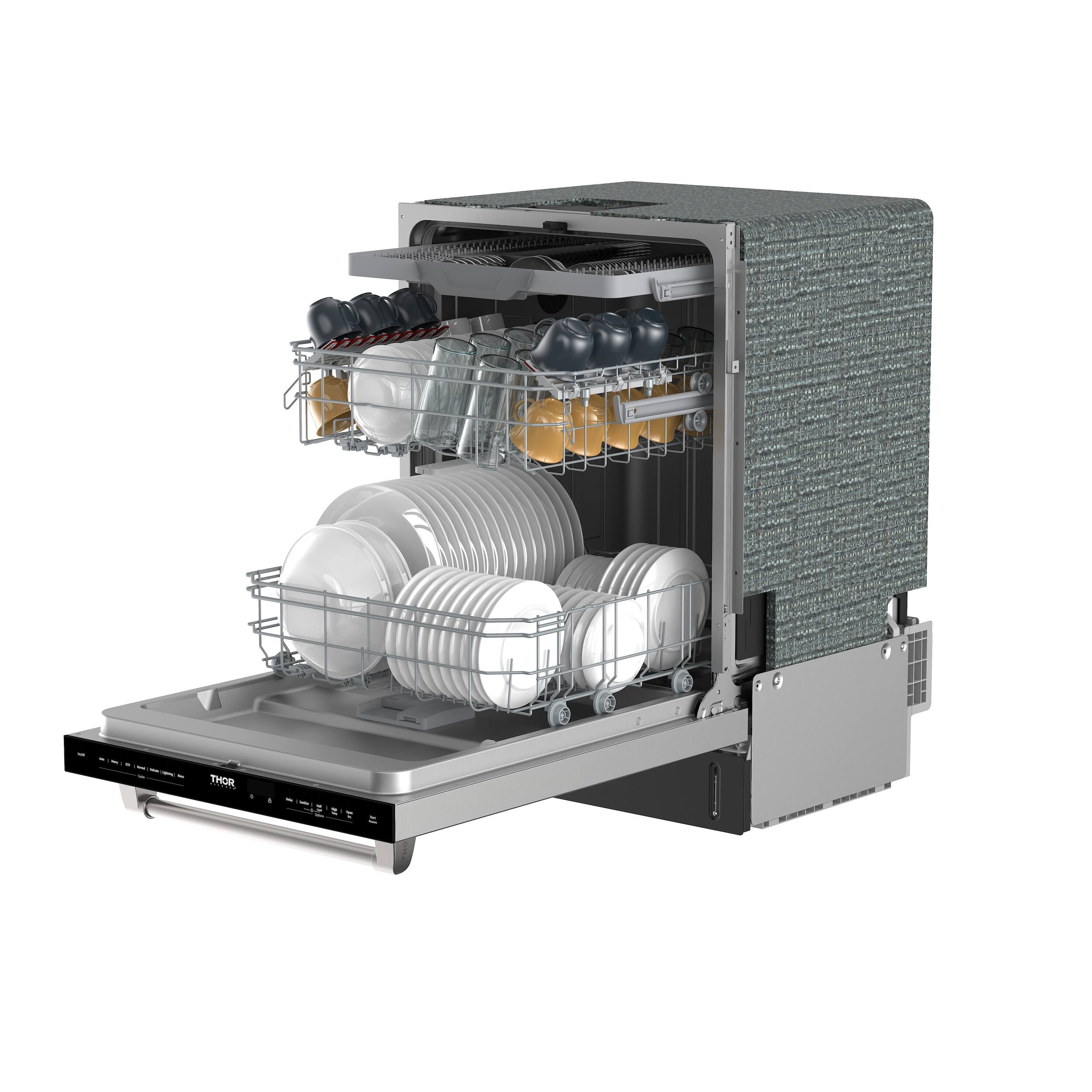 Alt View 4. Thor Kitchen - 24" Top Control Built-In Dishwasher Stainless Steel Tub with 3rd Rack, 47 dBA - Stainless Steel.