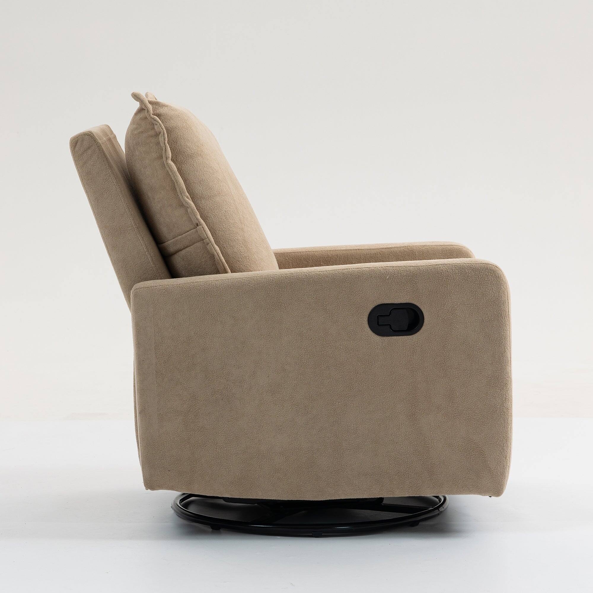 Alt View 4. Boyel Living - 360° Rotating Short Plush Manual Button Armchair Sofa Living Room Leisure Chair Camel - Camel.