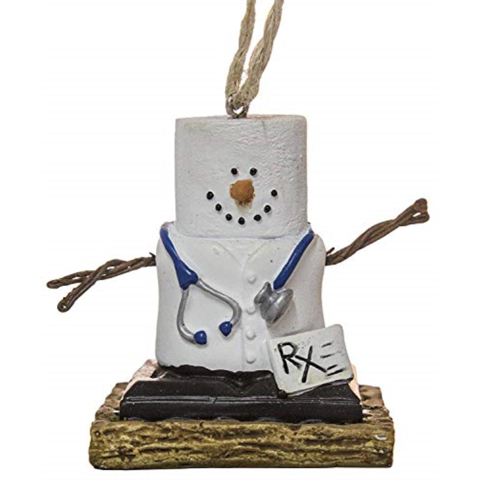 Front. Ganz - S'Mores Snowman Doctor Resin Christmas Tree Ornament 2.3 inch - White.