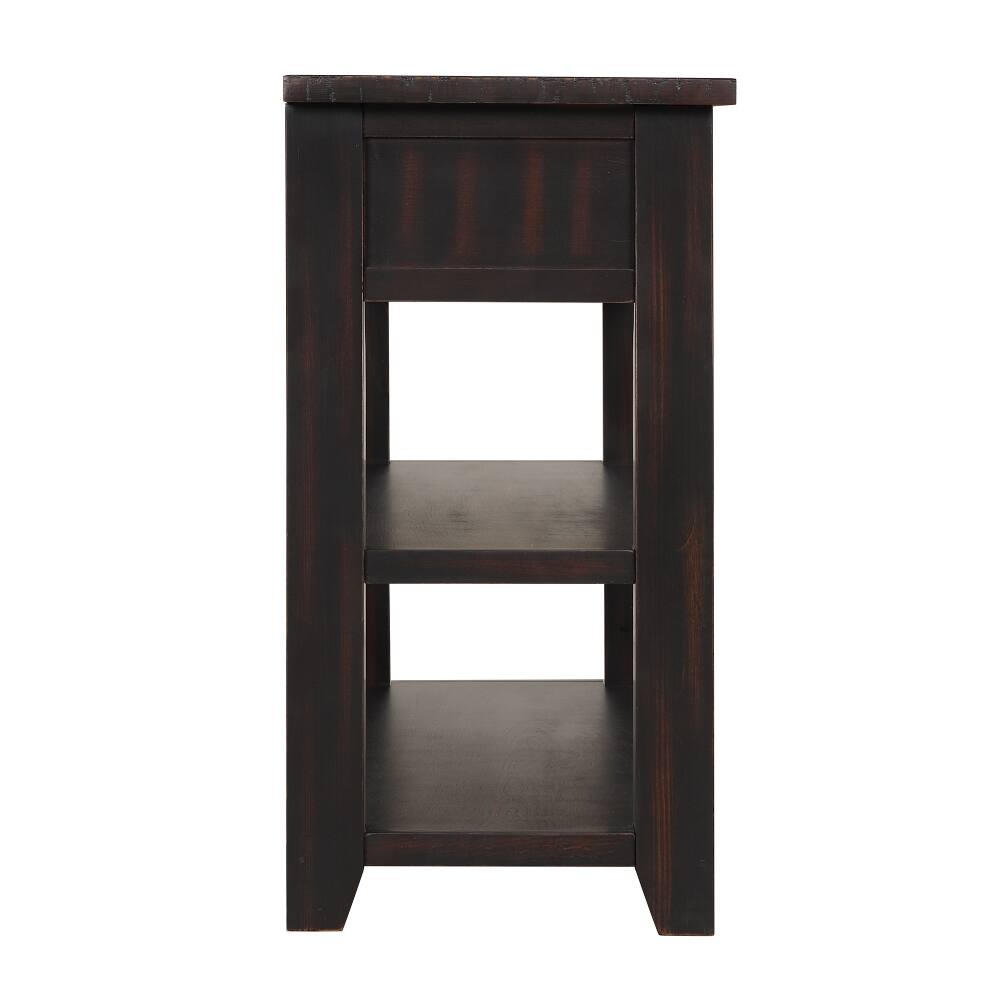 Alt View 4. Loheer - Loheer 48 Inch Solid Pine Wood Console Table Distressed Black Entryway Table with 3 Drawers and 2 Shelves - Black.
