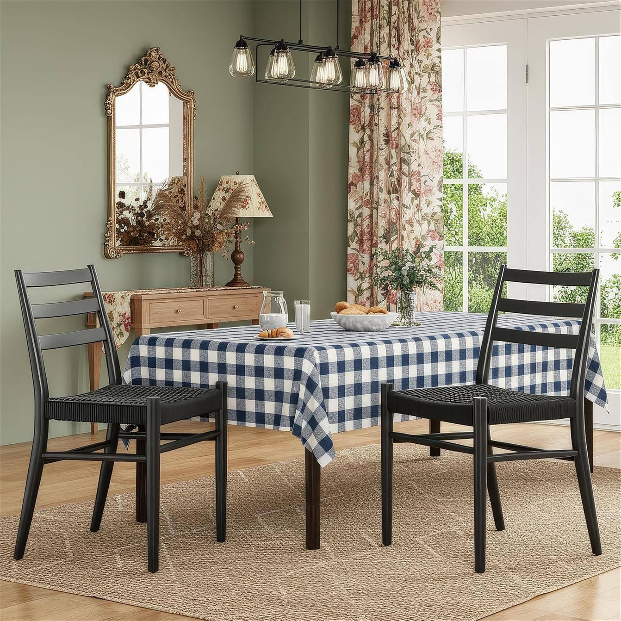 Alt View 2. Boyel Living - Set of 2 Woven Rope Seat with Sturdy Metal Frame Mid Century Modern Dining Room Chairs for indoor - Black.