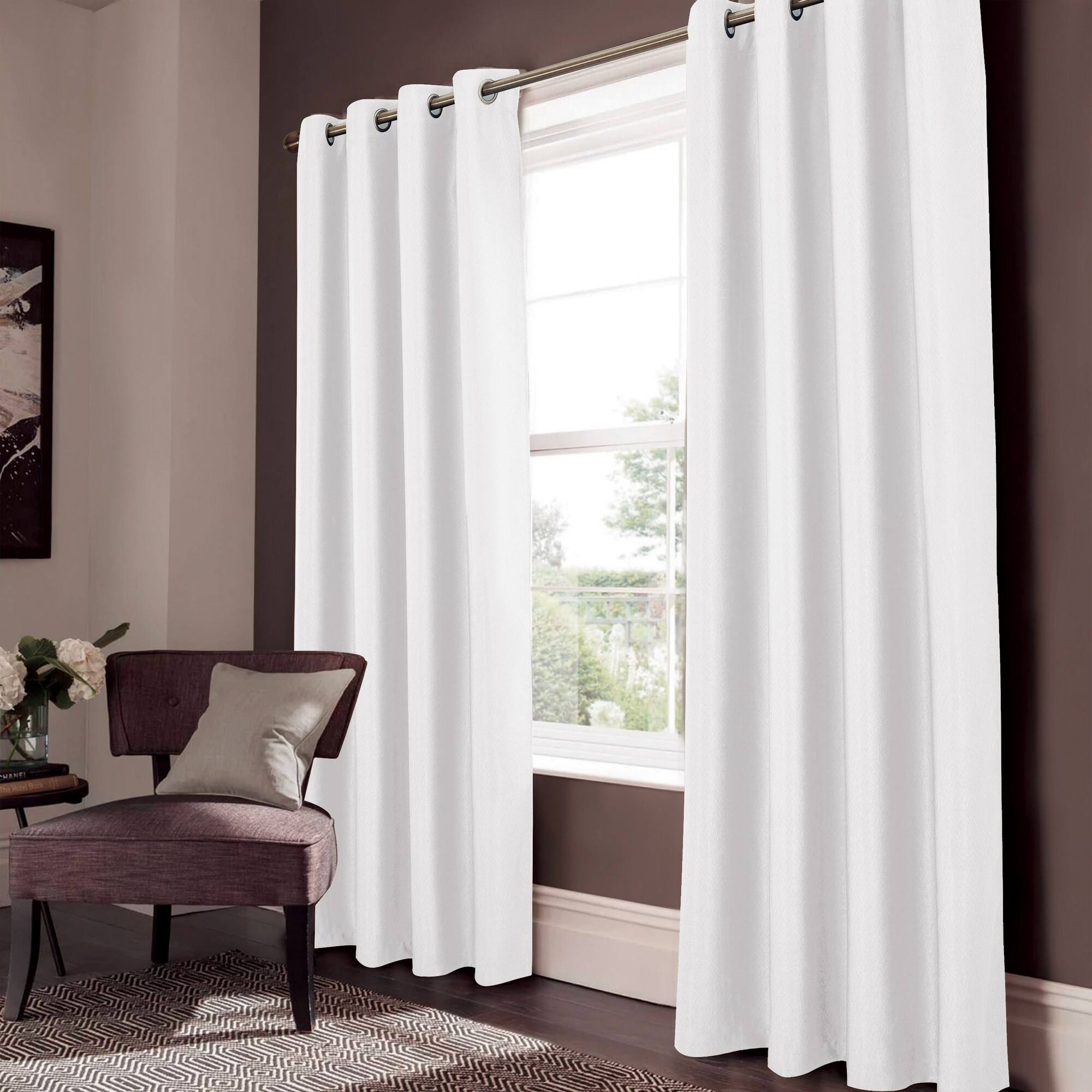 Front. Olivia Gray - Olivia Gray Lydia Matte Embossed One Blackout Panel - 52"x84" White - White.
