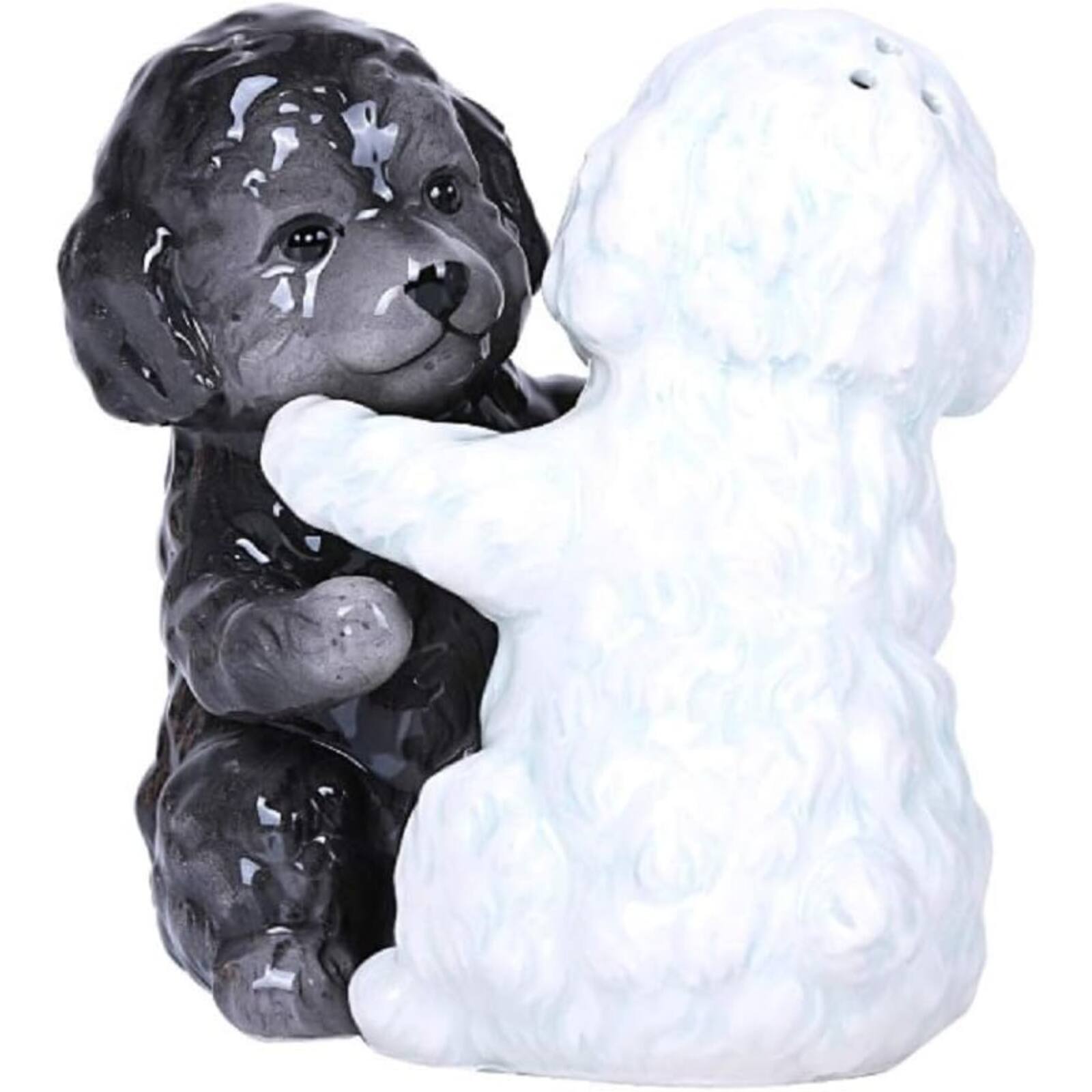 Angle. Pacific Trading - Hugging Maltese Dogs Ceramic Salt and Pepper Shakers Magnetic - Multicolor.