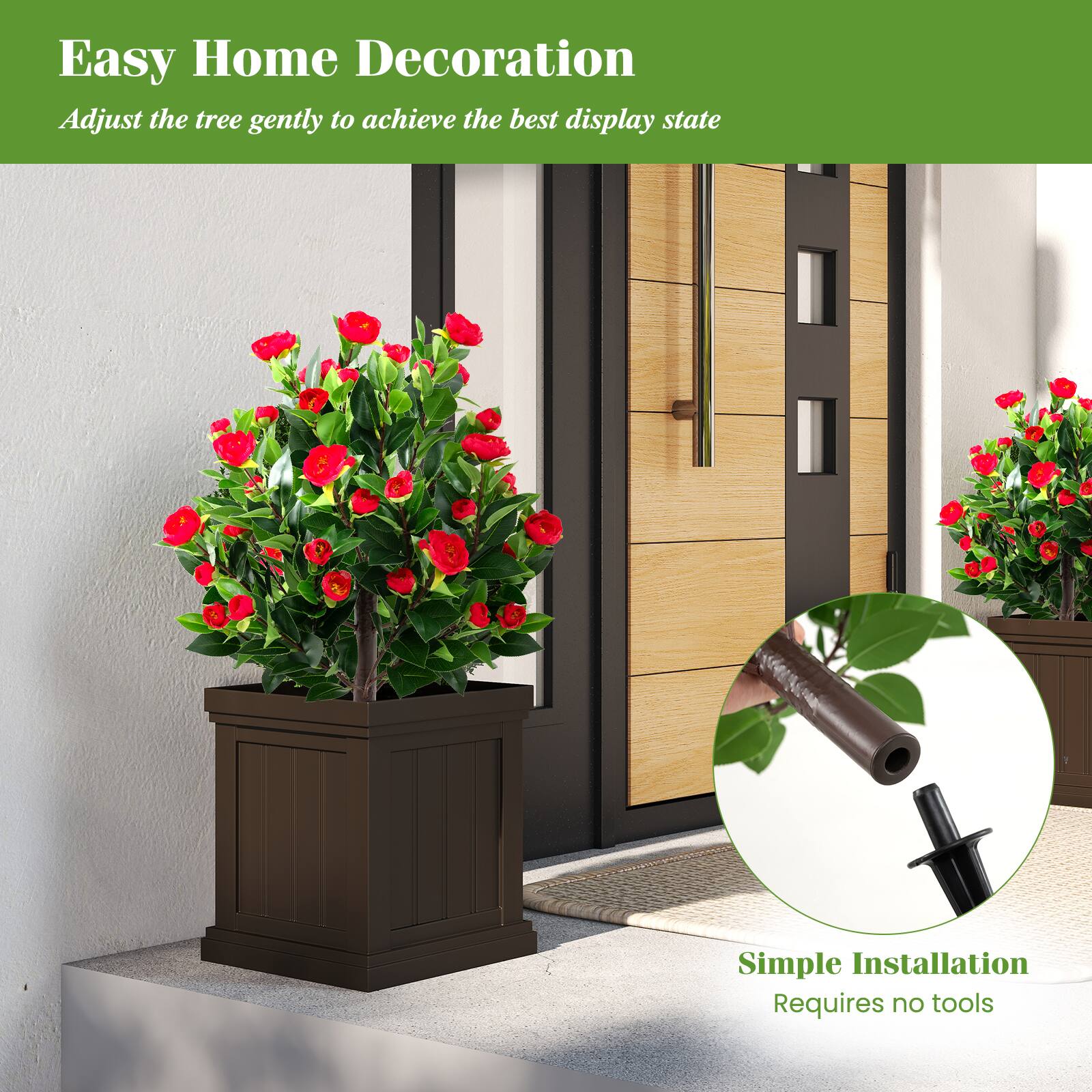 Easy Home Decoration  
Adjust the tree gently to achieve the best display state  

Simple Installation  
Requires no tools