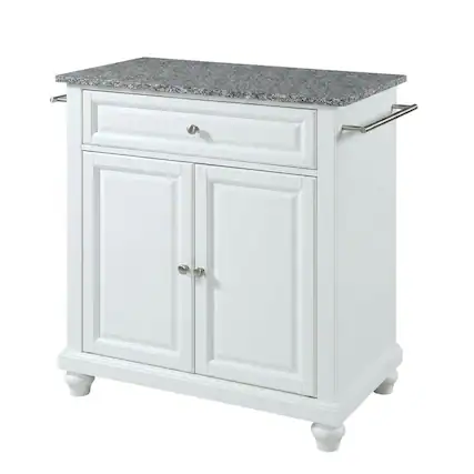 Front. Crosley Furniture - Cambridge Granite Top Portable Kitchen Island/Cart - White.