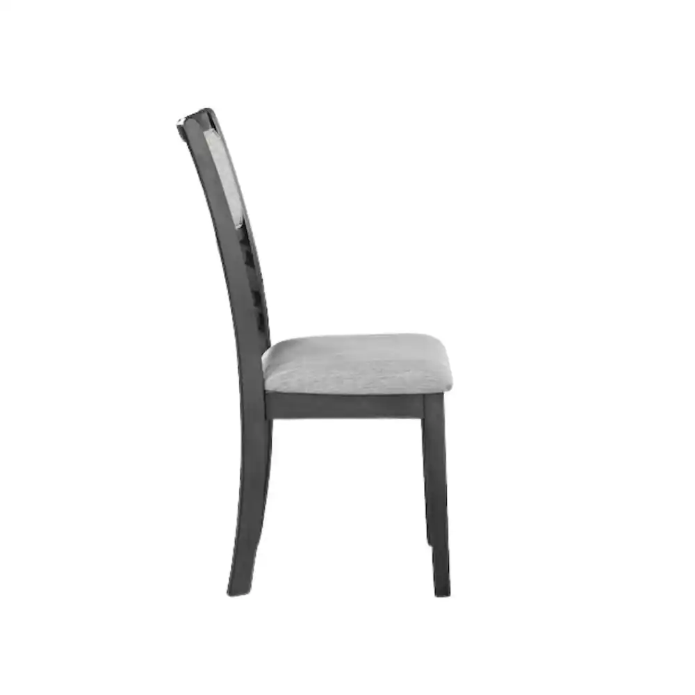 Back. FurniFact - Solid Wood Dining Chair Set of 4 Fabric Seat Contemporary Gray Style - Grey.
