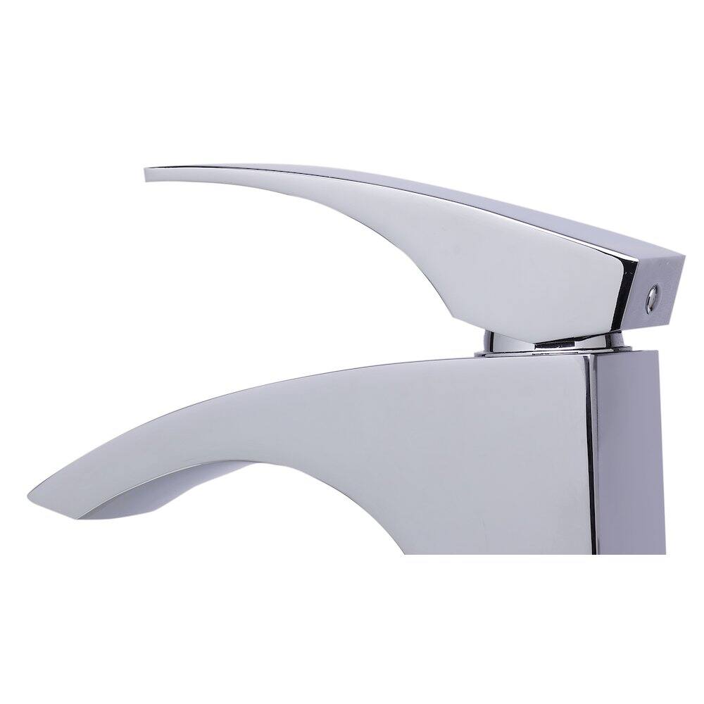 Left. Alfi - Tall Polished Chrome Single Lever Bathroom Faucet - Silver.