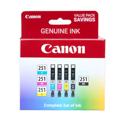 Canon Value Pack Savings Genuine Ink Canon 251 C 251 M 251 Y 251 BK Complete Set of Ink.