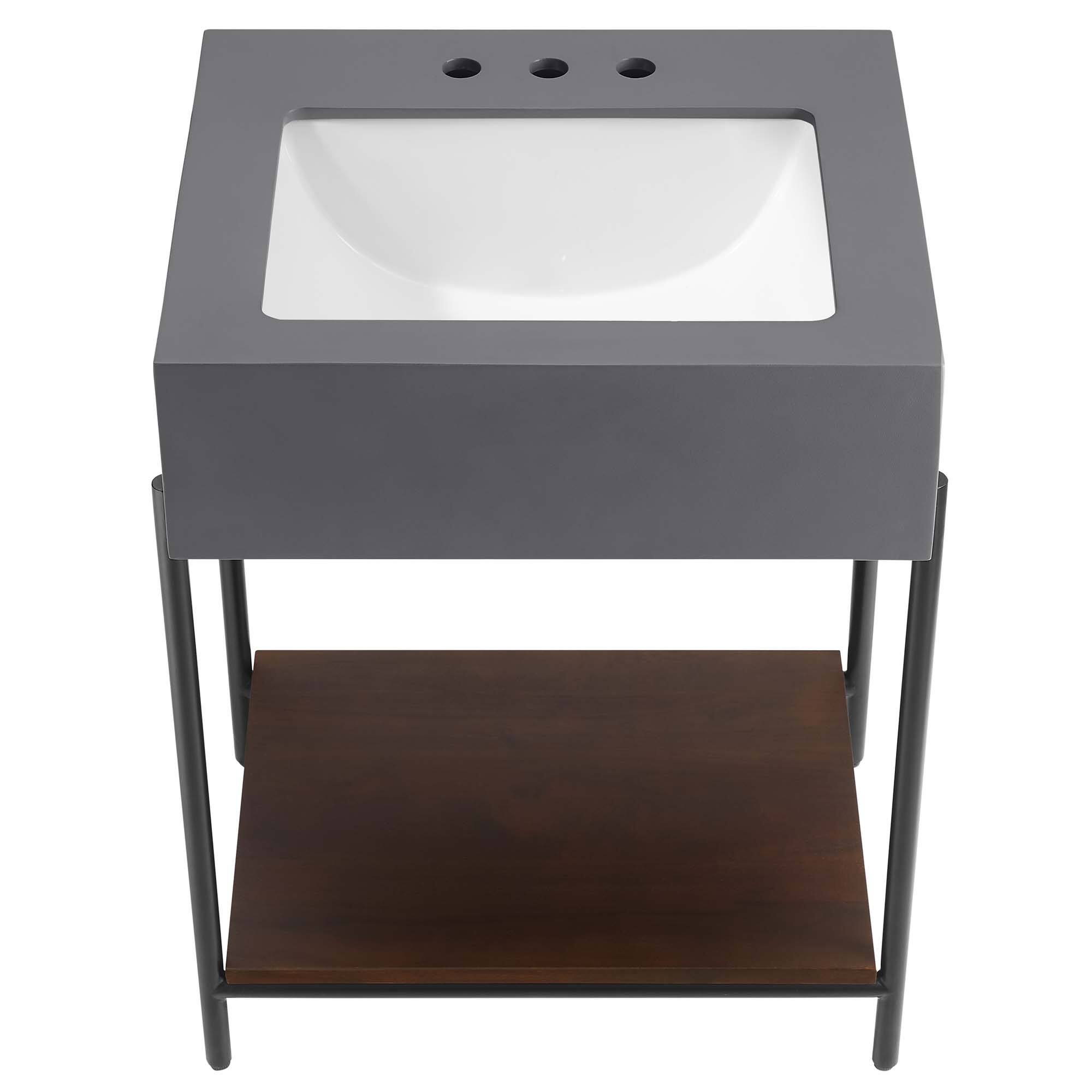 Alt View 8. Modway - Etch 24" Bathroom Vanity with Sink by Modway - Black White.