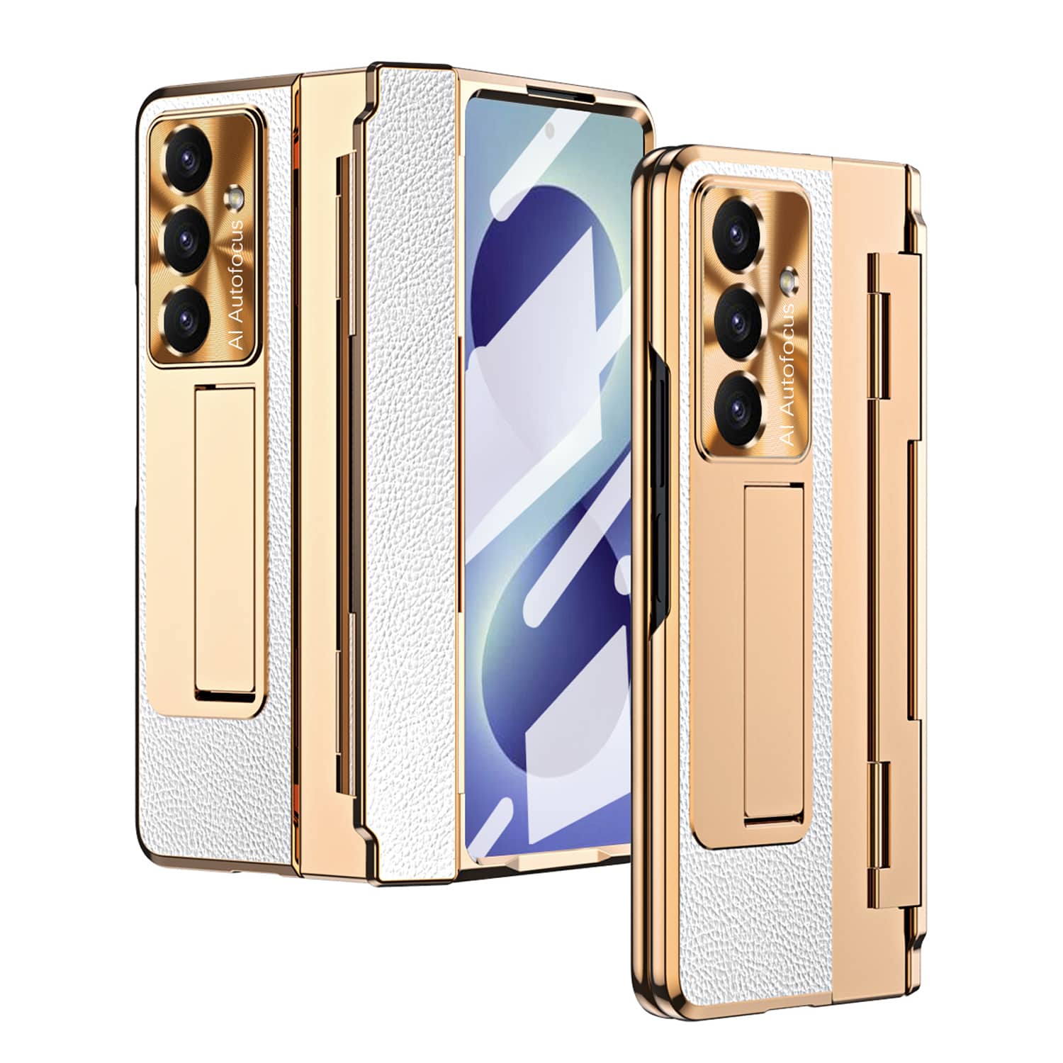 Dteck - Rugged Case for Samsung Galaxy Z Fold8 Ultra with Screen Protector&Stand,Shockproof Hard PC Cover with Hinge Protection - White Gold price history on PriceWatchPro