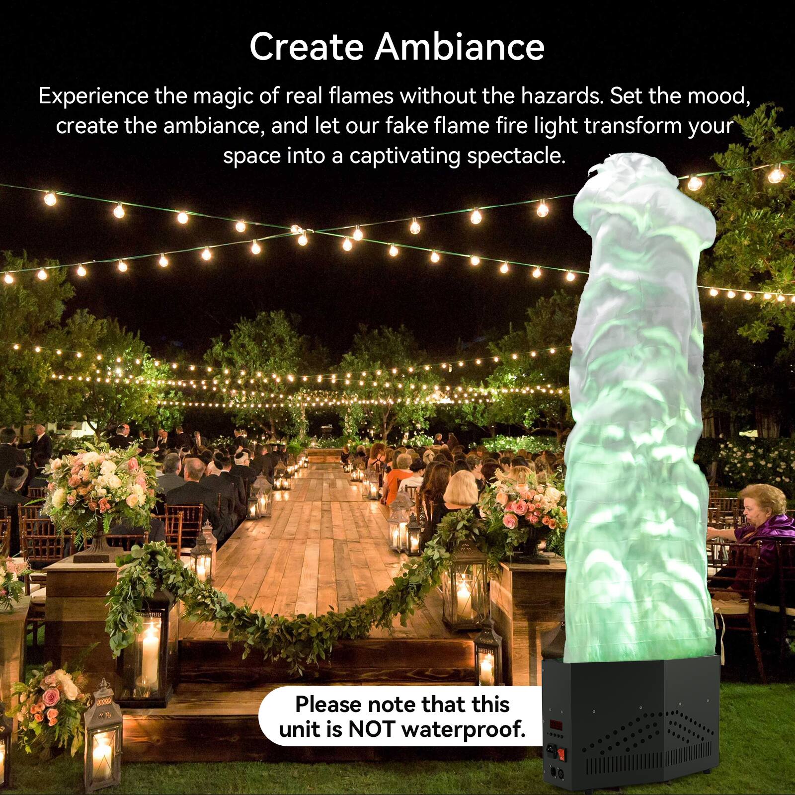 Create Ambiance

Experience the magic of real flames without the hazards. Set the mood, create the ambiance, and let our fake flame fire light transform your space into a captivating spectacle.

Please note that this unit is NOT waterproof.