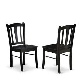 East West Furniture - NFDL5-BLK-W - 5-Piece Kitchen Table Set- 4 Wood Chair with Wooden Seat and Slatted Chair Back - Butterfly Leaf - Black