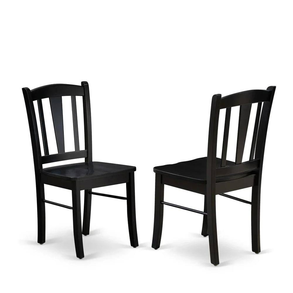 Front. East West Furniture - NFDL5-BLK-W - 5-Piece Kitchen Table Set- 4 Wood Chair with Wooden Seat and Slatted Chair Back - Butterfly Leaf - Black.