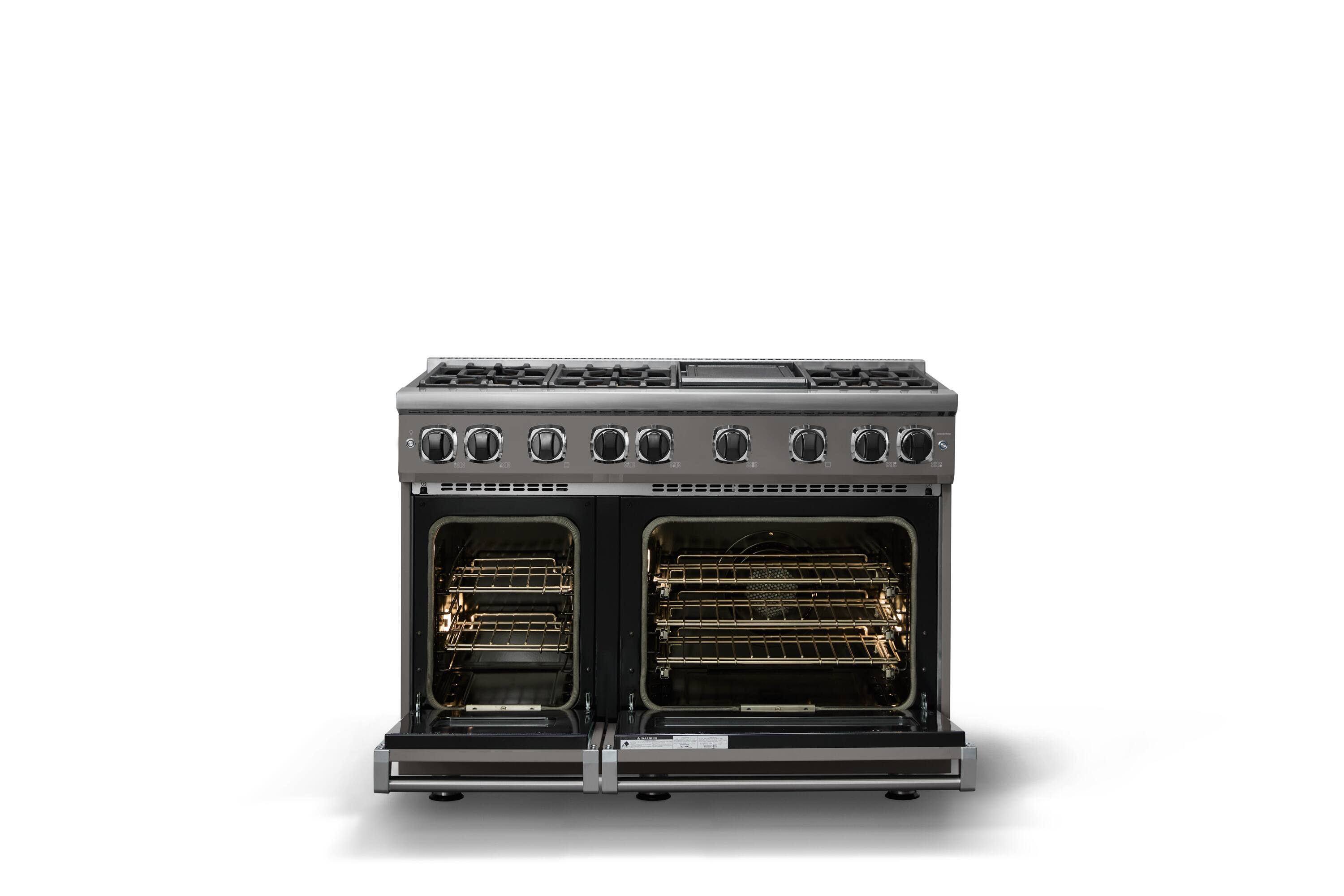 Alt View 2. Viking - 48"W. 7.3 Cu. Ft. Freestanding Sealed 6 Burner Gas Range/Griddle  - Damascus Gray - Damascus Gray.
