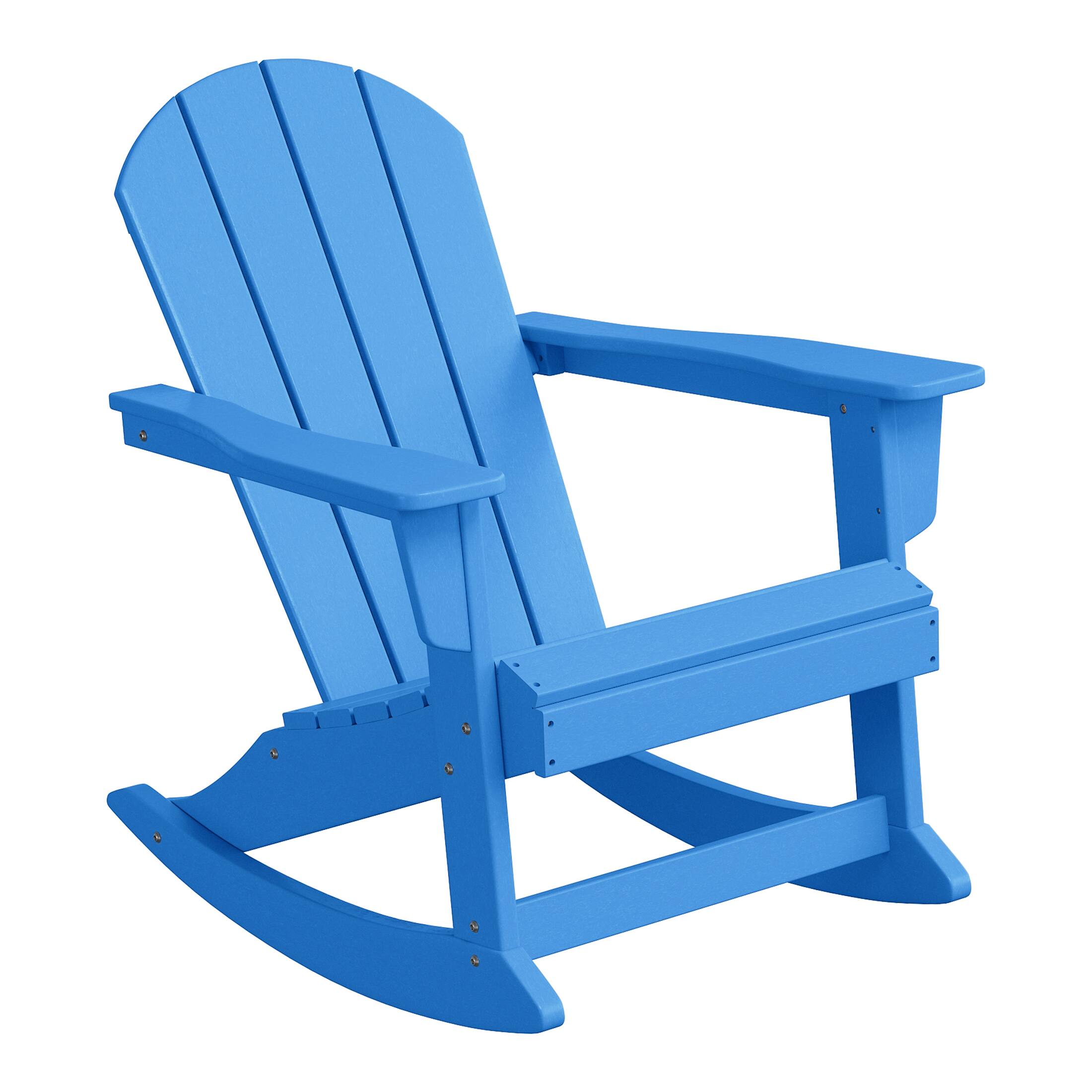 Left. WestinTrends - WestinTrends Malibu Outdoor / Patio Poly Adirondack rocking chair - Pacific Blue.