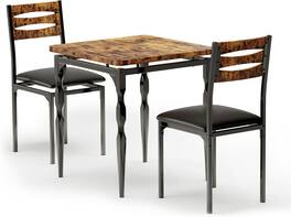 Qeetex - 3-Piece Dining Table Set for 2 with Spiral Legs, for Small Kitchen & Apartment - Brown