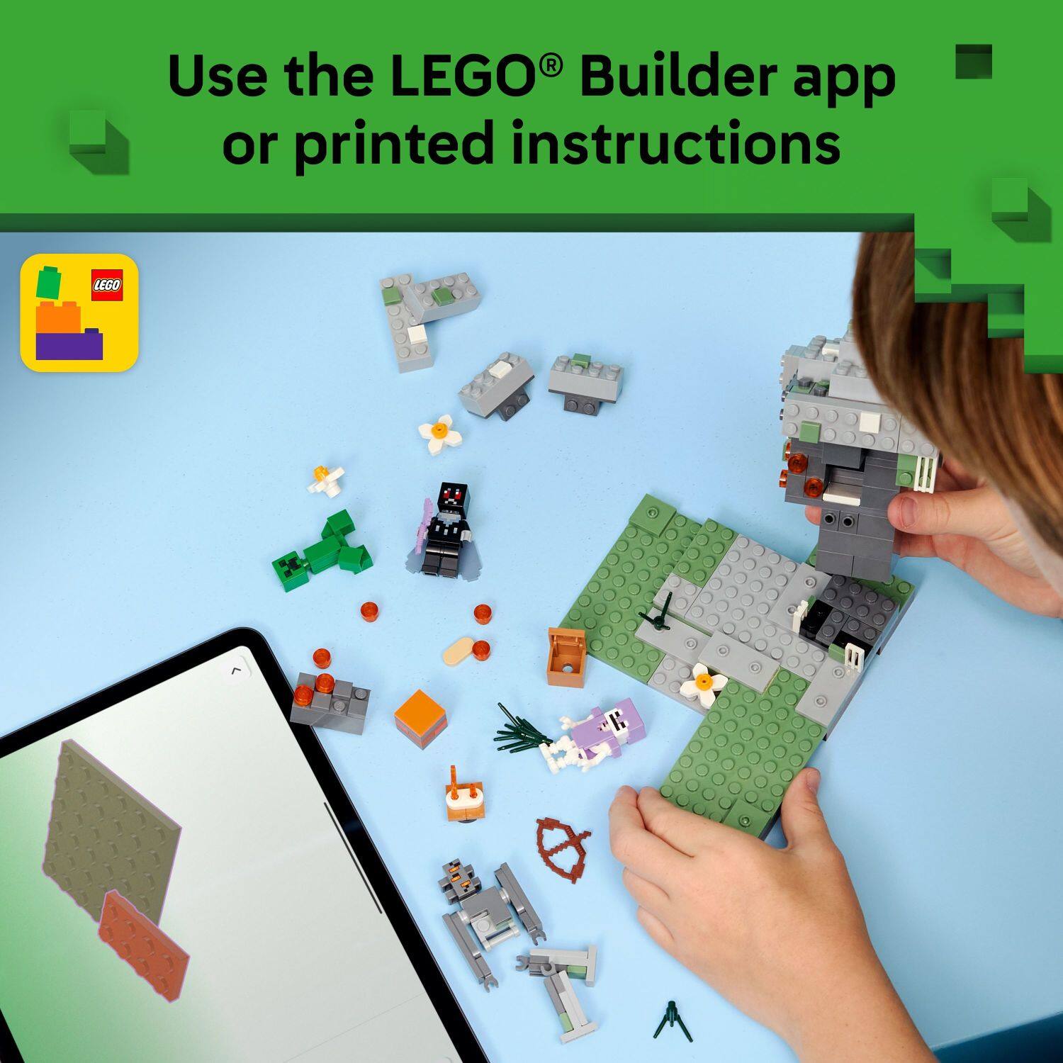 Use the LEGO® Builder app or printed instructions