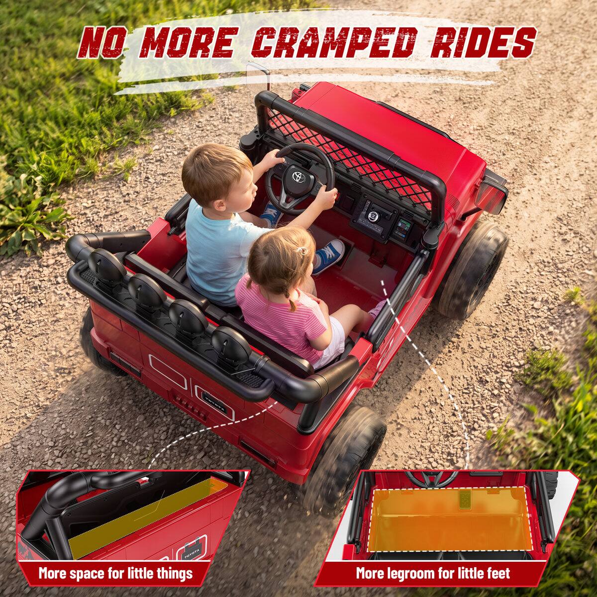NO MORE CRAMPED RIDES

More space for little things

More legroom for little feet