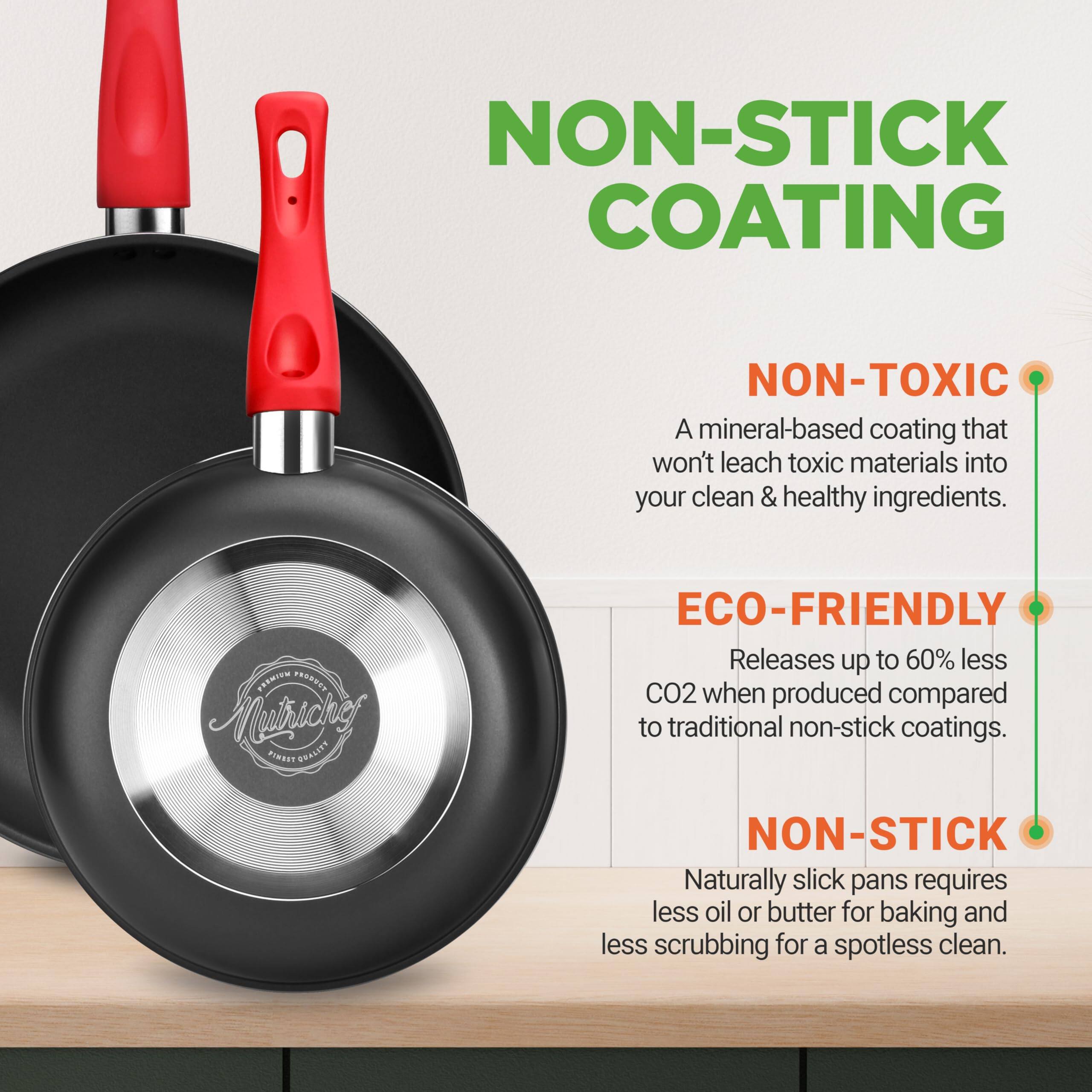 NON-STICK COATING

NON-TOXIC  
A mineral-based coating that won't leach toxic materials into your clean & healthy ingredients.

ECO-FRIENDLY  
Releases up to 60% less CO2 when produced compared to traditional non-stick coatings.

NON-STICK  
Naturally slick pans require less oil or butter for baking and less scrubbing for a spotless clean.