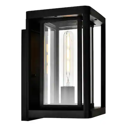 Front. CWI Lighting - Mulvane 1 Light Black Outdoor Wall Light - Black.