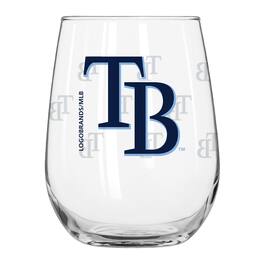 Logo Brands - Tampa Bay Rays 16oz. Satin-Etched Logo Curved Beverage Glass - Multicolor