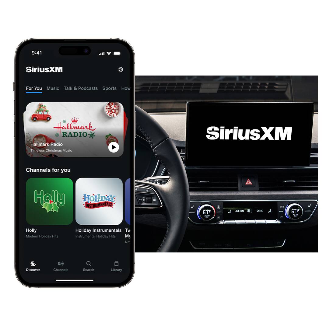 9:41  
SiriusXM  
For You Music Talk & Podcasts Sports How  

Hallmark Radio  
Timeless Christmas Music  

Channels for you  
Holly  
Modern Holiday Hits  

Holiday Instrumentals  
Instrumental Holiday Hits  

Discover Channels Search Library