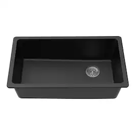 Winpro - Undermount Granite Composite 0 Faucet Hole 33 in. L x 18-3/4 in. L x 9-1/2 in. Single Bowl Kitchen Sink - Black
