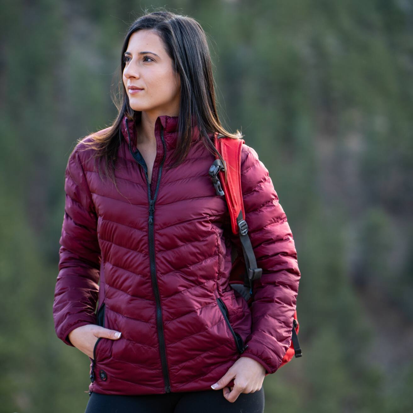 Alt View 5. Mobile Warming - Women's Backcountry Xtera Heated Jacket - Burgundy.