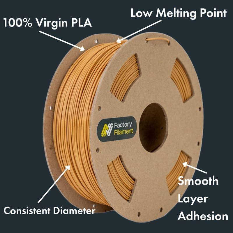 100% Virgin PLA  
Low Melting Point  
Consistent Diameter  
Smooth Layer Adhesion