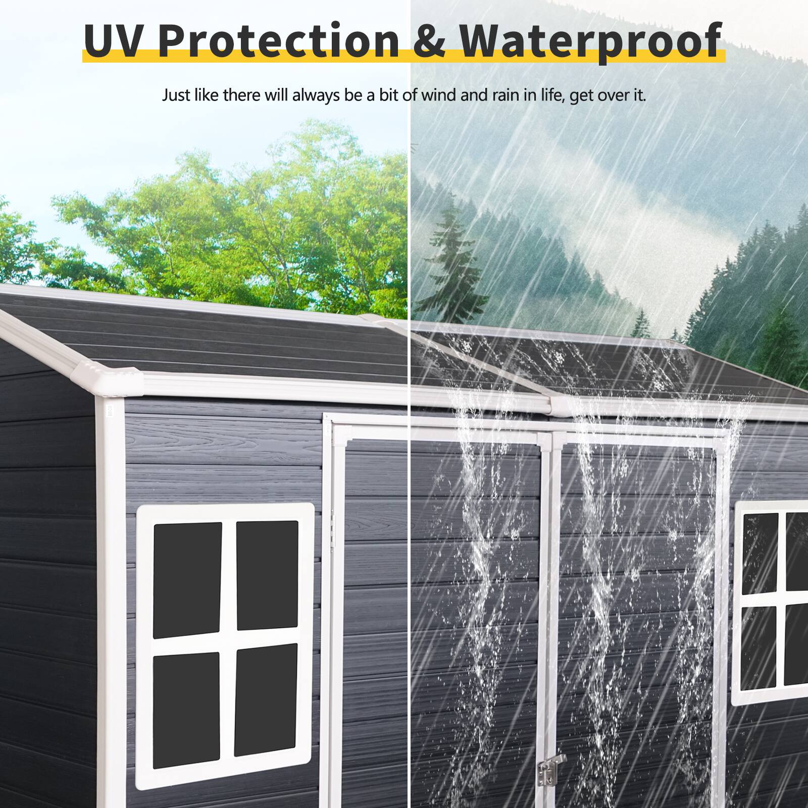 UV Protection & Waterproof

Just like there will always be a bit of wind and rain in life, get over it.