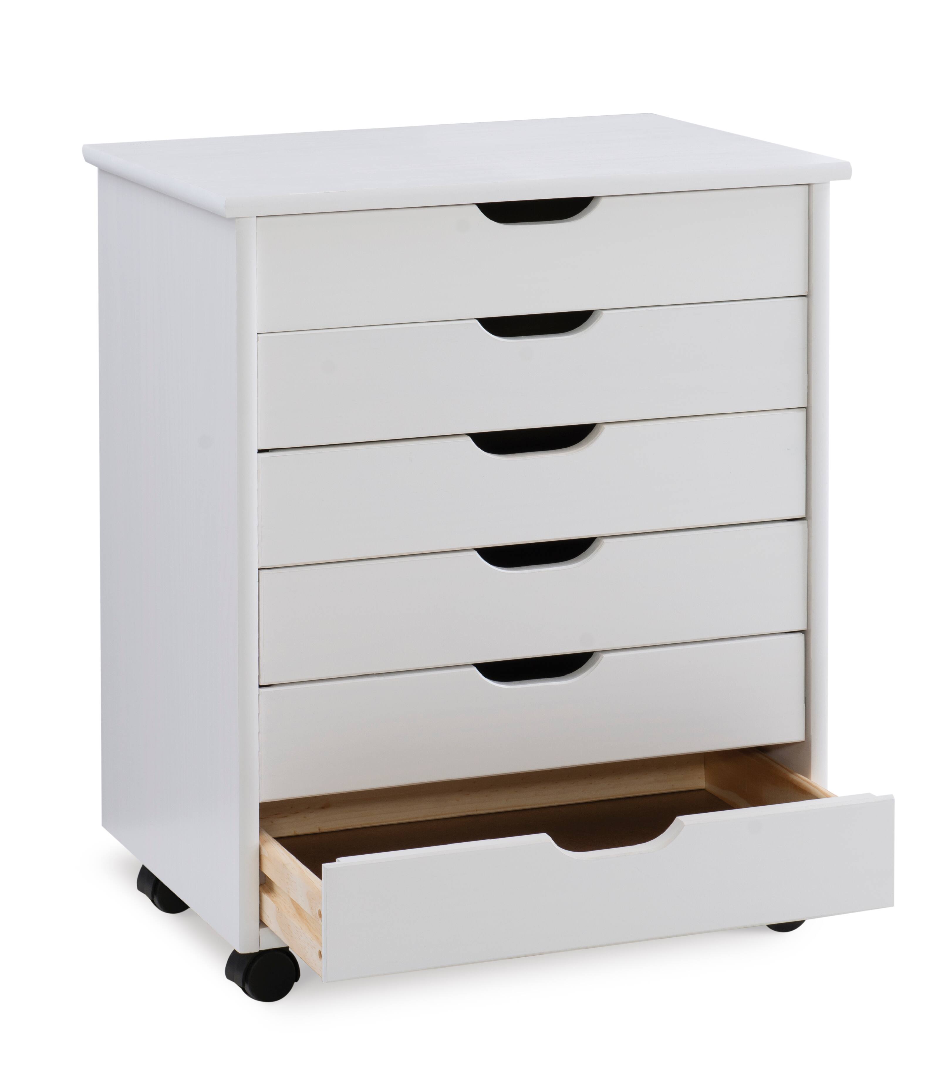 Alt View 13. Linon Home Décor - Monte Wide Six-Drawer Rolling Storage Cart - Whitewash.