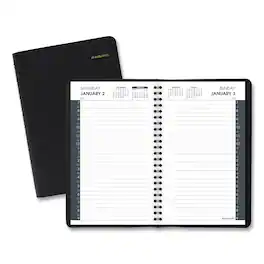 AT-A-GLANCE - Daily Appointment Book with 30 Minute Appointments 8 x 5 Black Cover 12 Month Jan to Dec 2026