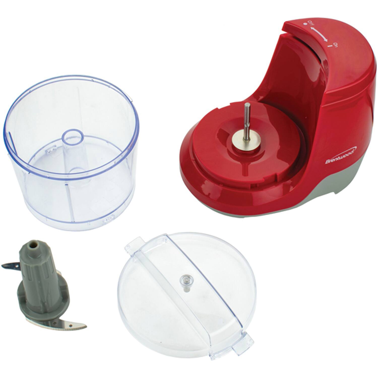 Left. Brentwood - Brentwood 1.5 Cup Mini Food Chopper in Red - Red.